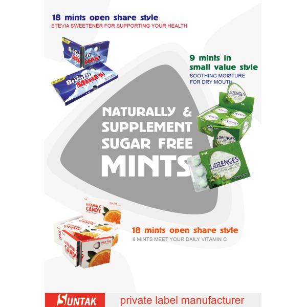 Colorful Natural Fresh Breath Mints With Natural Stevia Sweeteners