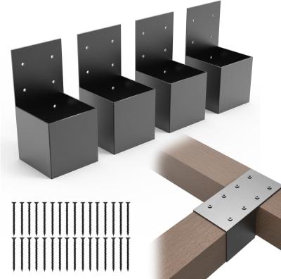 Full  Modern Pergola Bracket Set Wood Post Base Kit With Steel Brackets Modular Sizing Pergola Bracket Kits