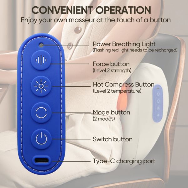 Portable Shiatsu Neck Massager with 6D Kneading Massage and Heat Therapy for Neck and Shoulder Relief