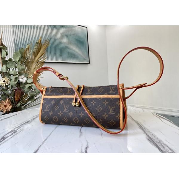 Monogram Printing 30cm Women'S Leather Crossbody Sling Bag Gold Ball Decoration