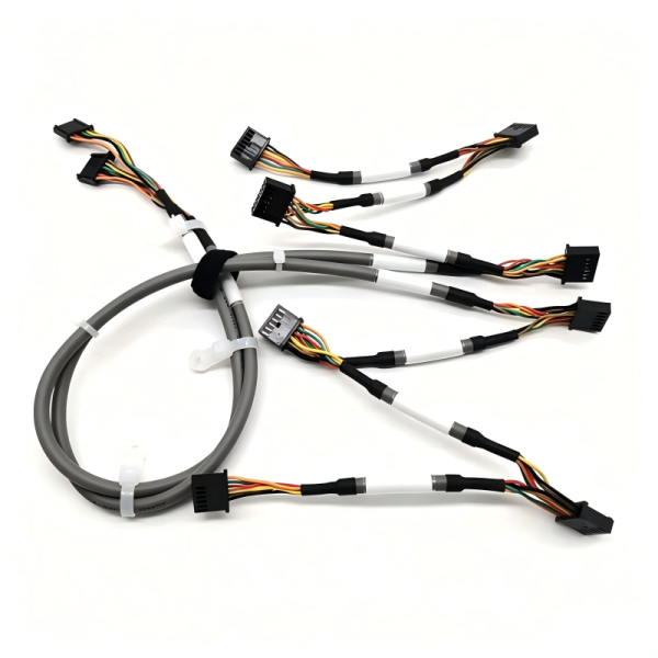 Flexible Custom Wire Harness | Custom Gray Anti-Interference Cable with Printed Mark Heat Shrink Tube， Multi-Branch Inverter Signal Wire Harness for Small CNC Equipment | China Wire Harness Factory