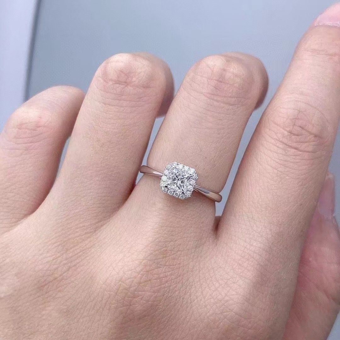Customization Limited Time Discount 18K Lab Diamonds Square Diamond Ring FL Clarity