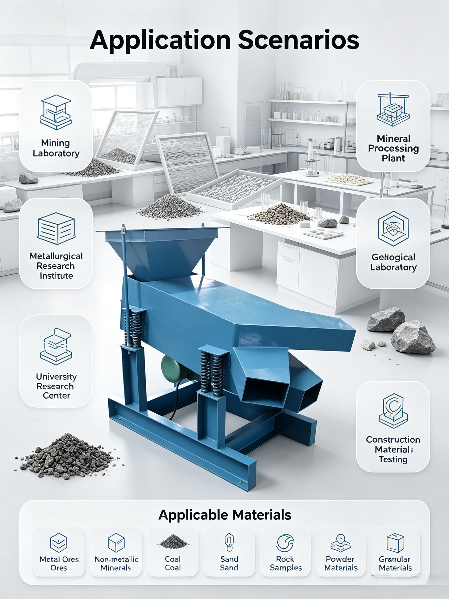 XSZ-600×300 Double Layer Vibrating Screen Machine with 1400 times/min Vibration Frequency for Laboratory Mineral Screening