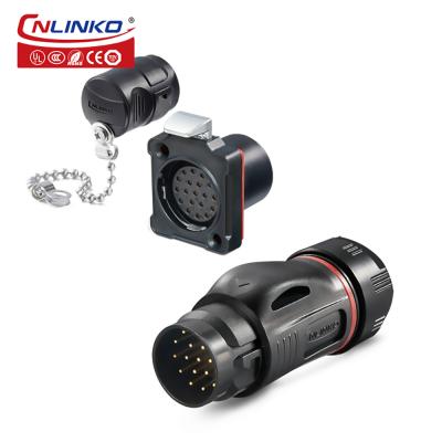 CNLINKO BD24 Plastic 19 Pin Industrial Waterproof Cable Panel Mount Connector