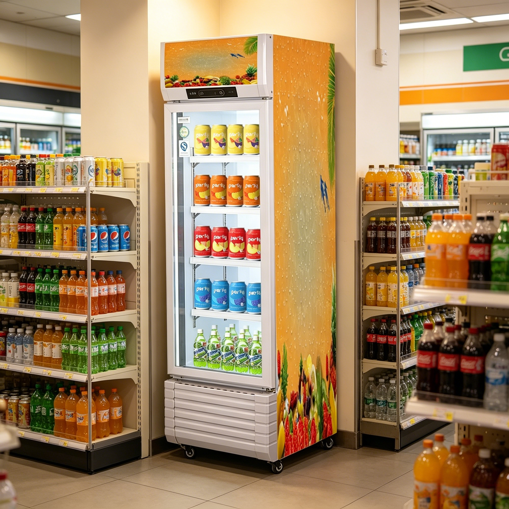 Durable Commercial Refrigerator with Tempered Glass Door 330L Volume and 2-8℃ Temperature Range