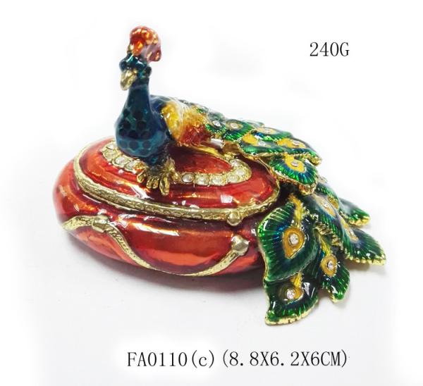 Fashion peacock shaped metal jewelry boxes peacock trinket box jewelry packing box