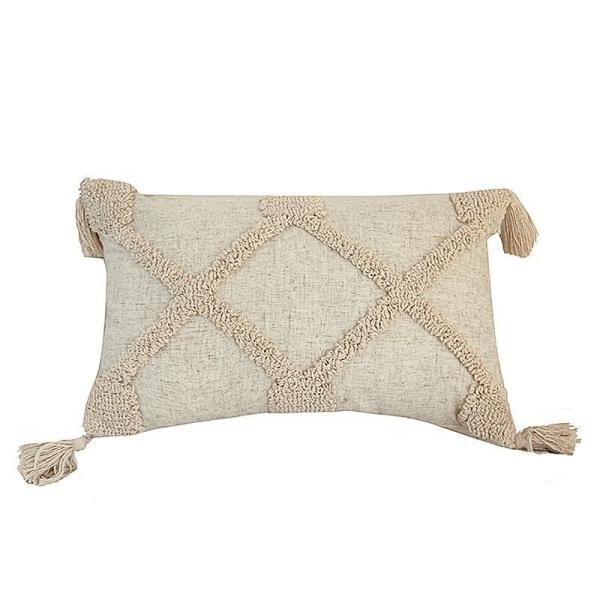 Customized Wabi-sabi Bohemian Style 3D Linen Type Loop Velvet Tassel Pillow Cushion