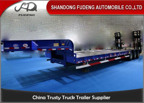 Transport Heavy Large Machine Low Flatbed Trailer , 45 Ton - 55 Ton Low Bed Trailer