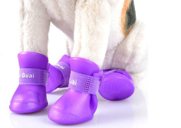 Pet supplies silicone rain boots, non-slip pet shoes, candy color fashion cute dog shoes,red,yellow,pink,black;