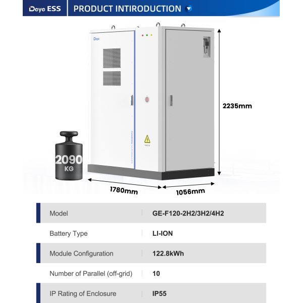 Deye GE-F120 Home Energy Storage Solar Lithium Battery Case Factory Wholesale with Lifepo4 Technology