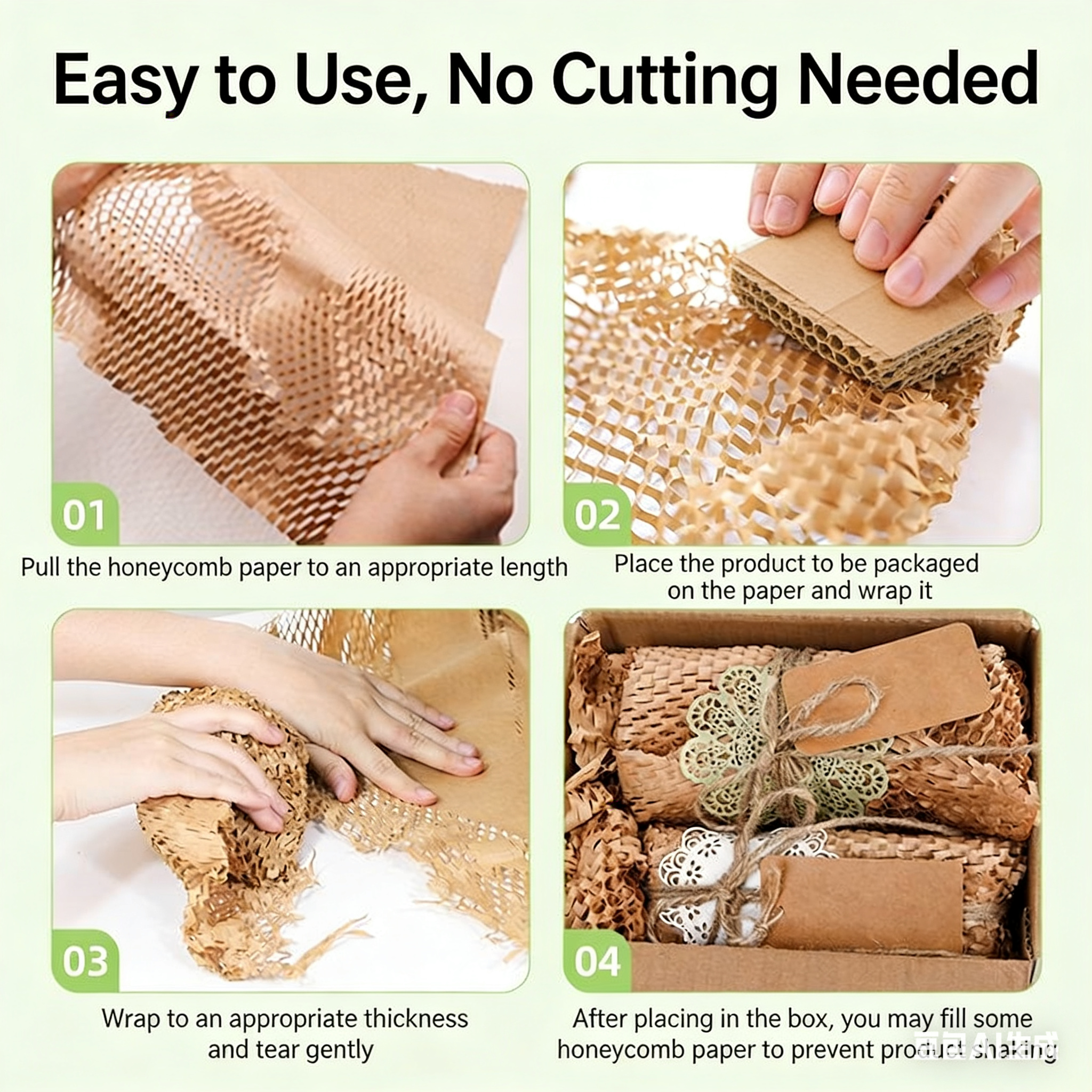 100 Rolls Brown Honeycomb Paper Sheet 120g/M2 Roll Of Brown Craft Paper