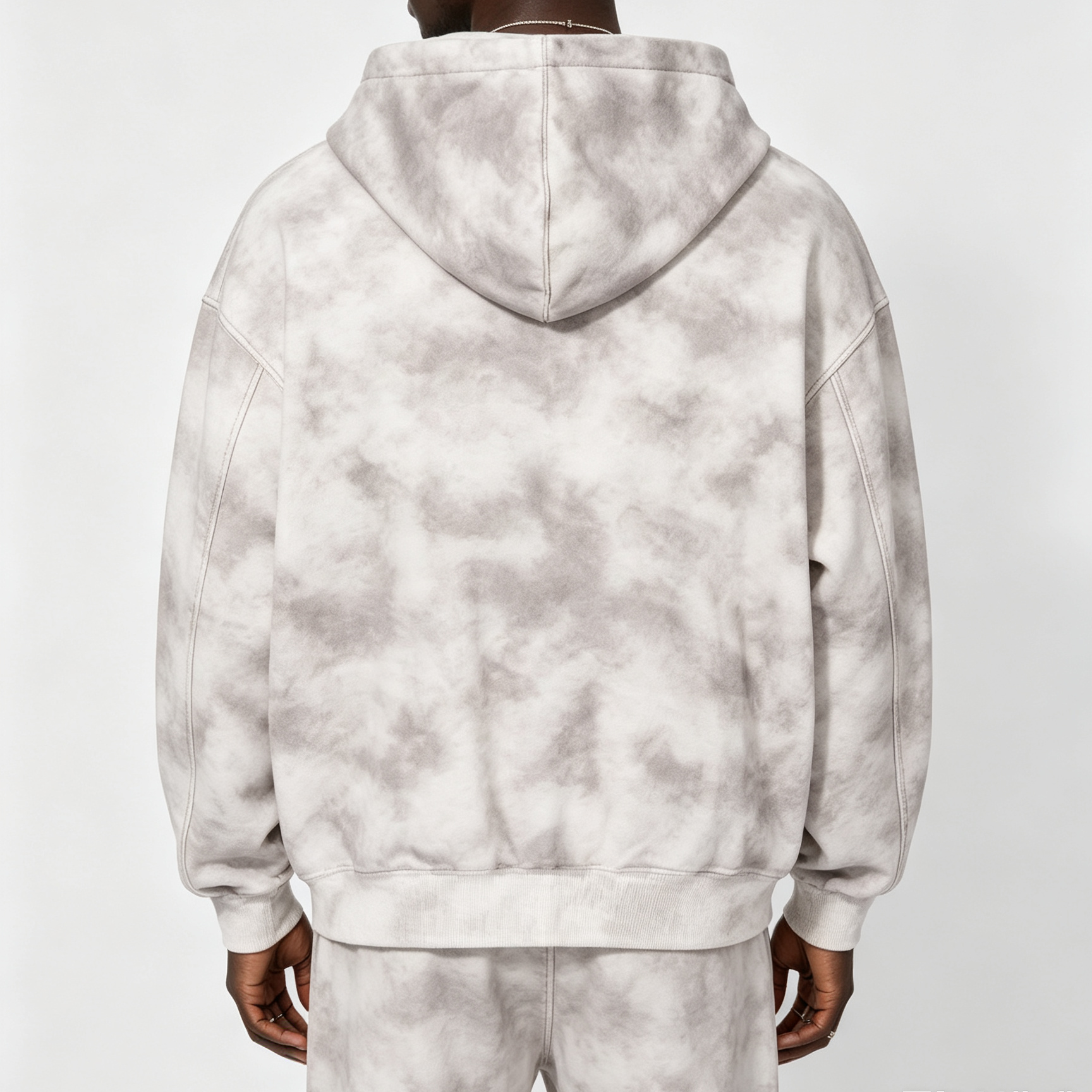 Men’s Tie-Dye Zip-Up Hoodie 410G Oversized Streetwear Casual Full-Zip Sweatshirt