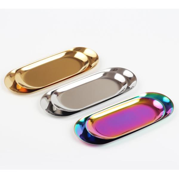 Gold Elliptical Plate 180mm Length 112g Metal Jewelry Tray