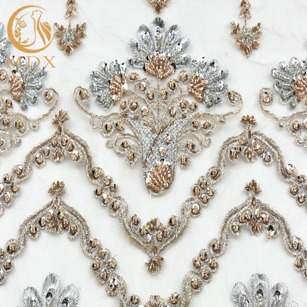 Стиль современной Handmade ткани шнурка африканский вышивка 1 двора длины вышитая бисером