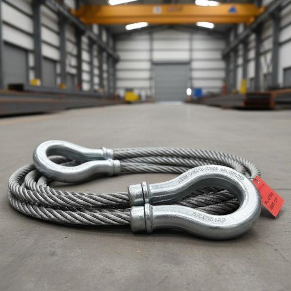 6x36+pp Galvanized Steel Wire Rope Sling with 800 KGS Breaking Strength and 1:5 Safety Factor