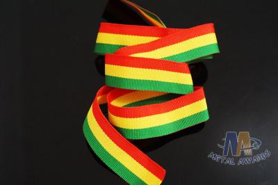 Polyester / Nylon Material Custom Medal Red/Yellow/Green Ribbons With Logo Printable