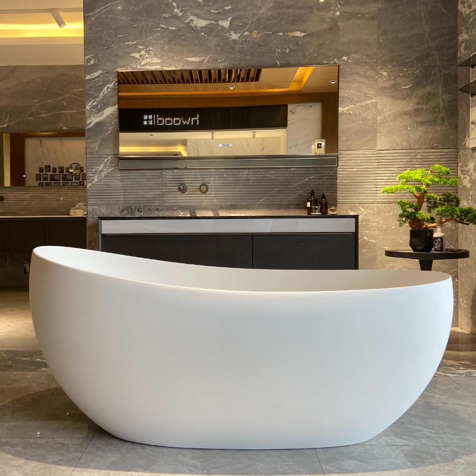 Stainproof Oval Sanitary Ware Items Compact Freestanding Tub Thin Edge Customized