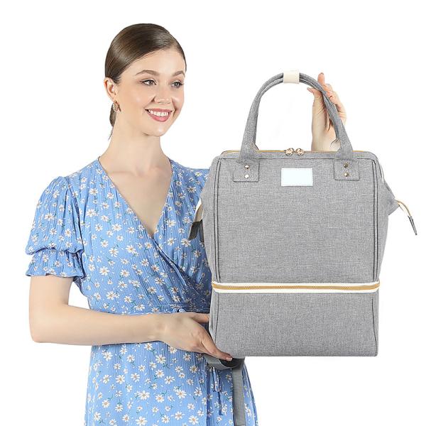 Diaper Bag Backpack Large Waterproof Travel Baby Bags Classic Gray Crossbody 10X7X13