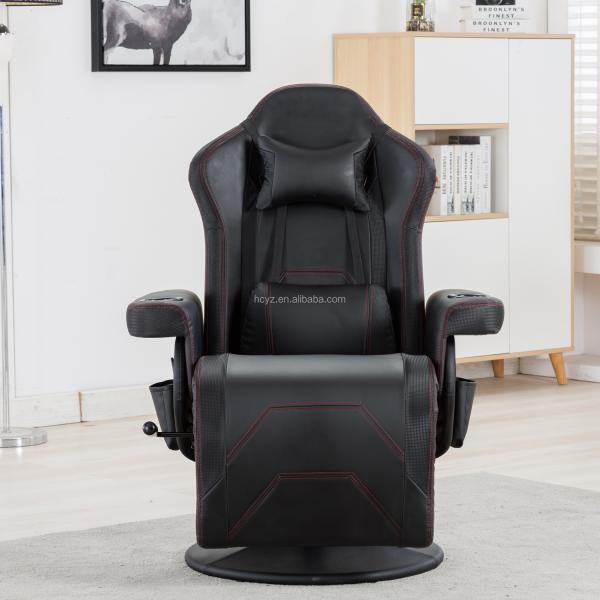 White Racing Style Gaming Chair Executive Office Swivel Seat with Cup Holder and Footrest