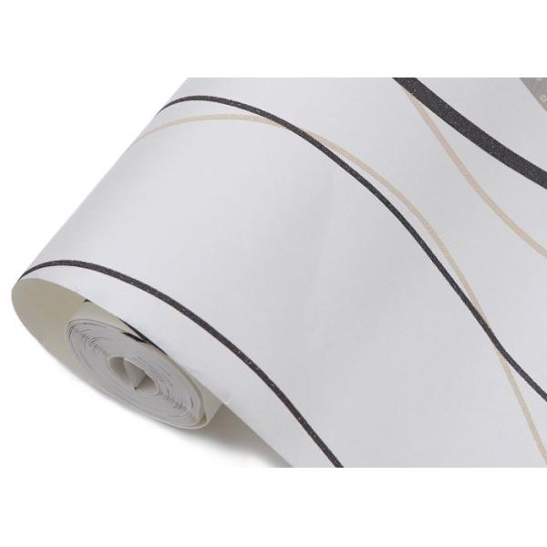 Waterproof Non woven Wallpaper Curve Lines Pattern for Living Room 0.53*10M