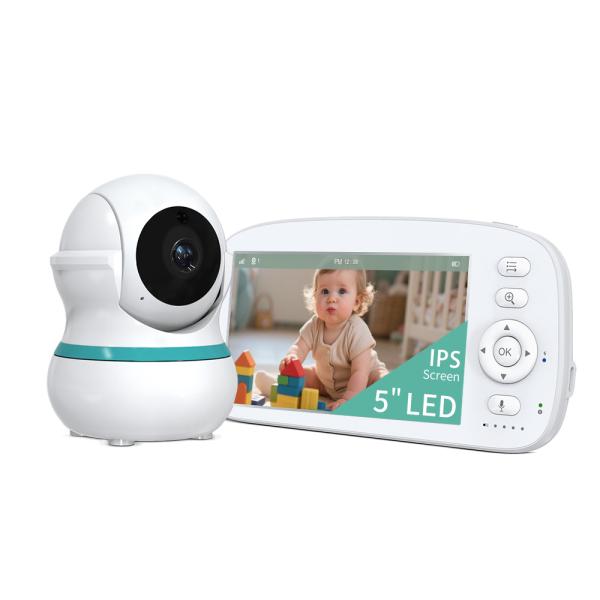 5 pulgadas HD monitor de bebé con 360 ° Pan Tilt Zoom y 1000 pies de alcance