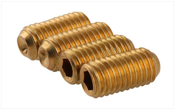 Yellow Brass Flat Point Hex Socket Drive Set Screws  ISO4026 Brass Headless Screws