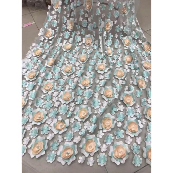 3Д вышило отбортованной цветком моде ткани шнурка мантии свадьбы противостатической