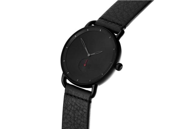 Create your own brand watches men genuine leather watch black