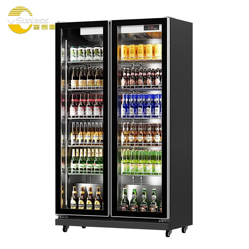 Supermarket Beer Display Refrigerator Electric Single Door Upright Cooler