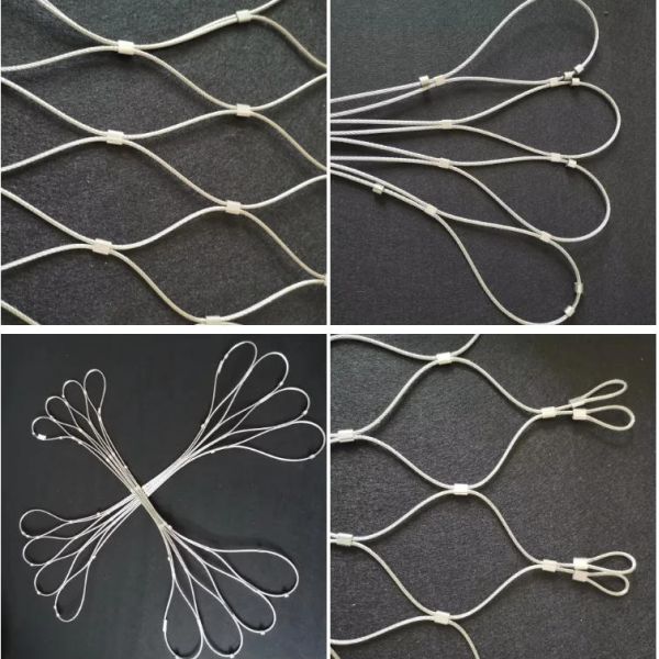 304 Stainless Steel Wire Flexible Cable Rope X-Type Infill Rope Mesh Balustrade Protective Net for Handrail/Railing/Staircase/Balcony/Garden/Decorative Building