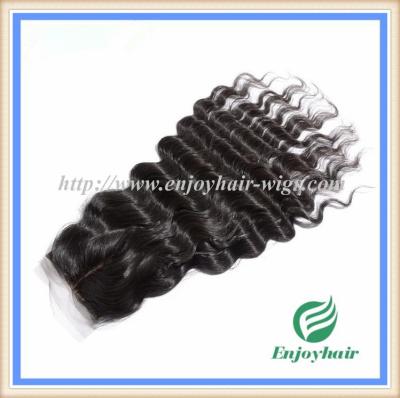 Silk top closure4''x4'' brazilian virgin hair natural color deep wave 10''-24''middle part