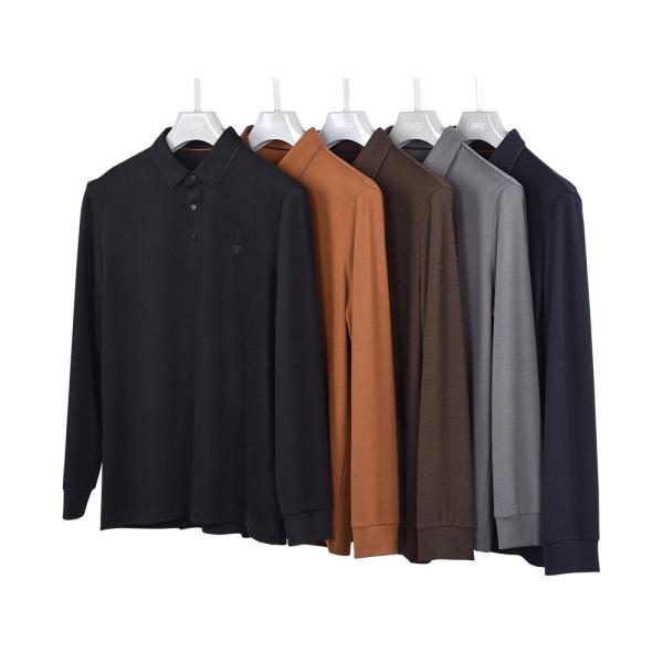 Autumn Long Sleeve Unisex Polo Shirts 100% Cotton OEM ODM Custom Logo Printing