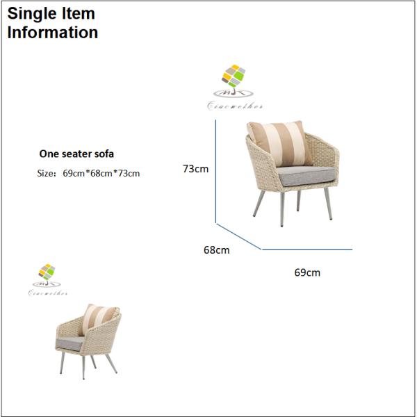 Luxury Wicker Garden Furniture Modern Patio Furniture Aluminum Frame Rattan Outdoor Sofa Chair