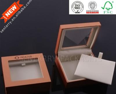 Promotional plastic custom jewelry box with clear window and velvet insert certificated by ISO
