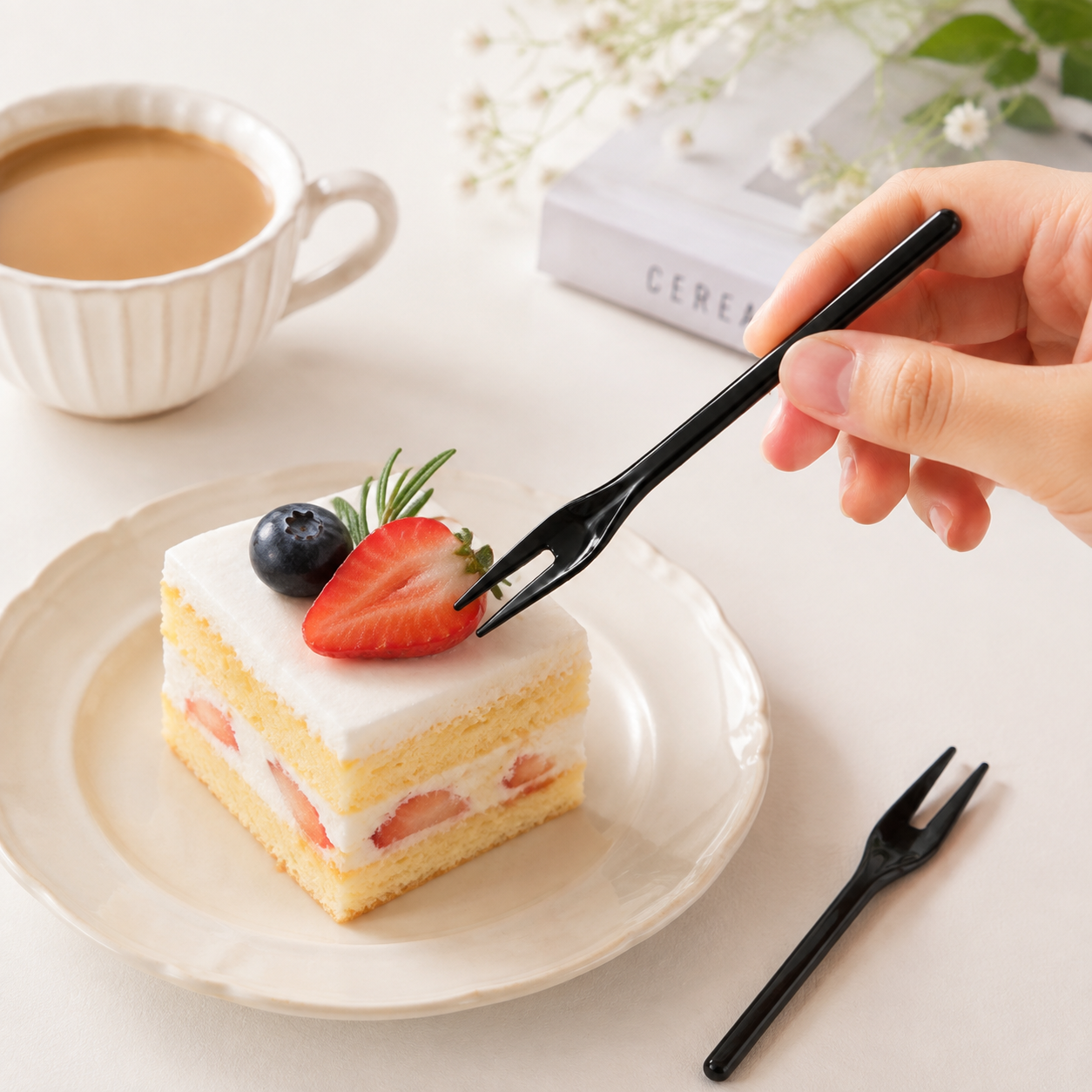 Appetizers Dessert Service Disposable Tableware Two Prong Cocktail Fork 108mm
