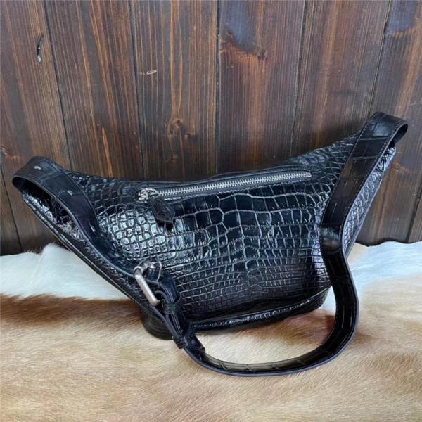 Casual Style Authentic Alligator Skin Men's Small Waist Packs Exotic Genuine Crocodile Leather Male Travel Chest Bag