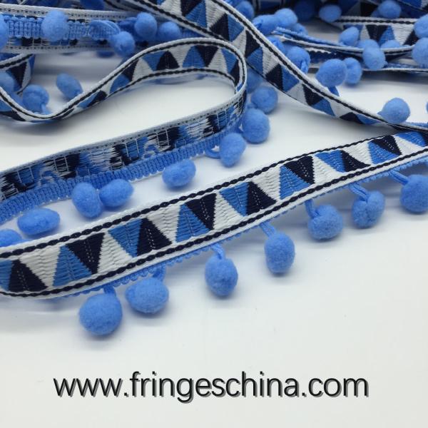 Machine producing OEM wholesale beautiful fabric drapery trimmings beaded pom pom fringes