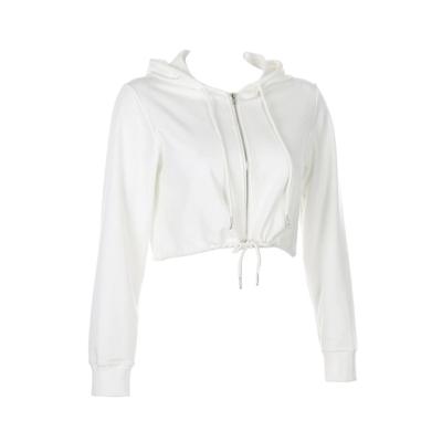 Manufacturer Women Spring Fall Drawstring Crop Top Sweatshirt Full Zipper Hoodies