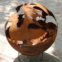 Outdoor Modern Corten Steel Fire Pit Sphere bolos de incêndio pesados