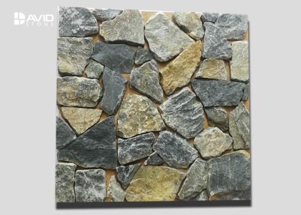Yellow And Grey Irregular Cultured Stone Limestone For Wall Cladding Nature Surface
