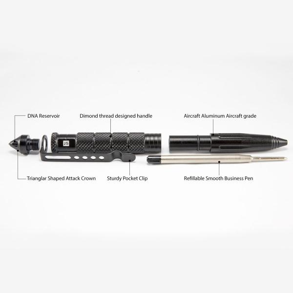 Tactical Survival Pen with Lightweight, Precision Writing, Glass Breaker, DNA Collector
