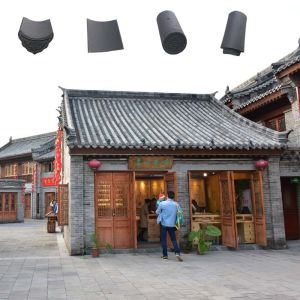 Traditional Chinese Temple Clay Roofing Tiles Accessories 6% Water Absorption For Traditional Building Material