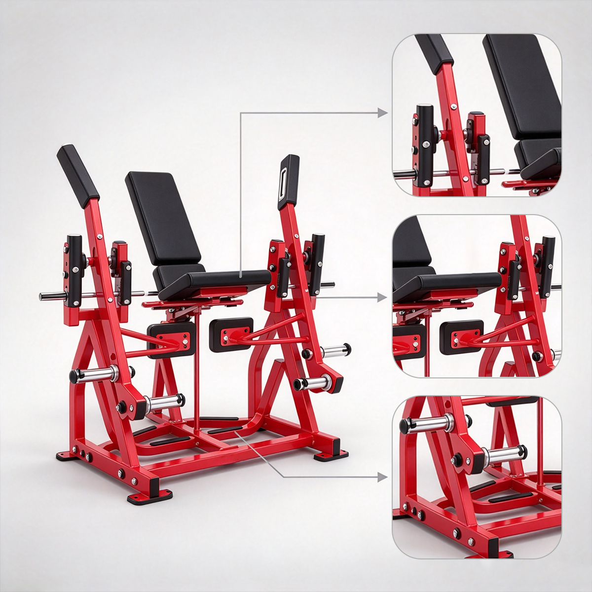 Iso-Lateral Leg Extension Machine Plate Loaded Steel Quad Training Equipment for Gym Workouts