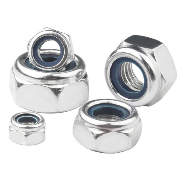 M3-M48 Din 985 Hex Head Nuts Nylon Lock Zinc Plating With Blue / White