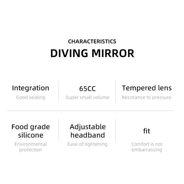 Wolf Black Diving Mask Freedive Goggles Tempered Glass 65cc