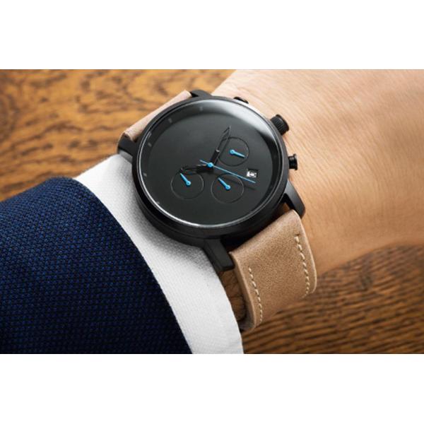 Leather Band MVMTed Black Waterproof Wrist Watch 42mm / Customized Size Case