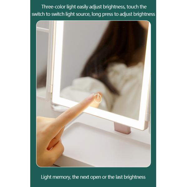 Trifold vanity Lighted Magnifying Makeup Mirror Cosmetic ABS Plastic