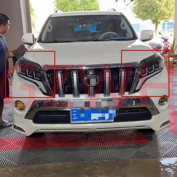 Car Light ABS Lâmpada de cabeça LED de plástico Kit de luz frontal Para Toyota Prado FJ150 2014