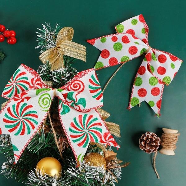 Poliéster/Jute Red Burlap Wire Edge Ribbon Bow para decoração de árvore de Natal em 2024