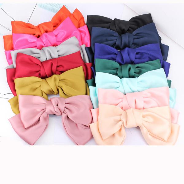 Satin Silk Hair Accessories Clips Butterfly Big Hair Bow Clips Girls 21cmx13cm